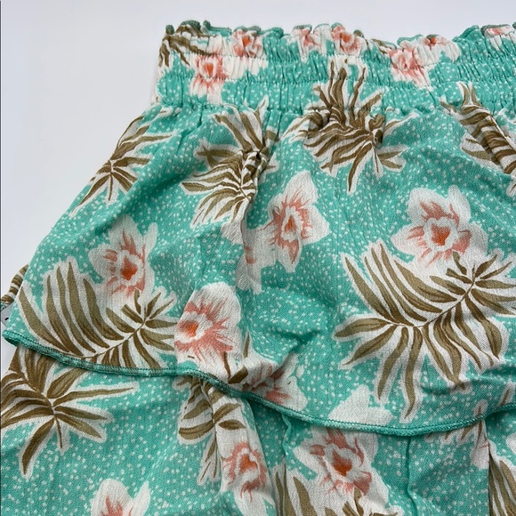 Body Glove Sally Skirt Small Floral Teal Mini Tiered Ruffle Elastic Waist Boho - Picture 7 of 10